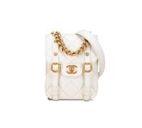 Chanel Preloved Mini Aged Calfskin City School Flap In White White