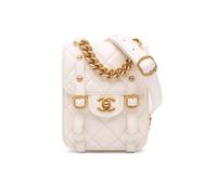 Chanel Preloved Mini Aged Calfskin City School Flap In White White