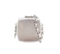 Chanel Preloved Patent Goatskin Make-Up Box Clutch With Chain In White White One Size