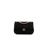 Chanel Preloved Small Classic Jersey Double Flap - Black Shoulder Bag Black One Size