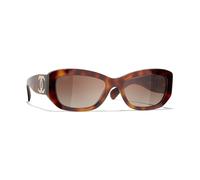 Chanel Woman Sunglass Rectangle Sunglasses CH5493 - Frame color: Tortoise, Lens color: Light Brown