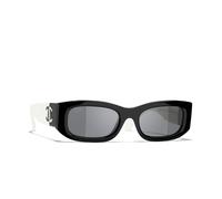Chanel Woman Sunglass Rectangle Sunglasses CH5525 - Frame color: Black, Lens color: Dark Grey