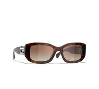 Chanel Woman Sunglass Rectangle Sunglasses CH5542 - Frame color: Dark Havana, Lens color: Brown