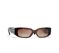 Chanel Woman Sunglass Rectangle Sunglasses CH5544 - Frame color: Dark Havana, Lens color: Brown