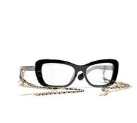 Chanel Woman Sunglass Rectangle Sunglasses CH5553 - Frame color: Black, Lens color: Transparent