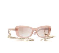 Chanel Woman Sunglass Rectangle Sunglasses CH5553 - Frame color: Transparent Beige Pink, Lens color: Pink