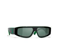 Chanel Woman Sunglass Shield Sunglasses CH6057 - Frame color: Black & Green, Lens color: Dark Grey