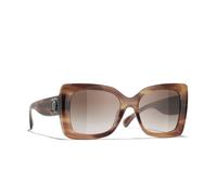 Chanel Woman Sunglass Square Sunglasses CH5555 - Frame color: Striped Tortoise Taupe, Lens color: Brown