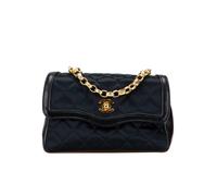 Chanel Women's Preloved CC Quilted Satin Bijoux Chain Single Flap Bag in Black