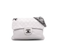 Chanel Women's Preloved CC Quilted Soft Lambskin Chain Mail Shoulder Bag in White