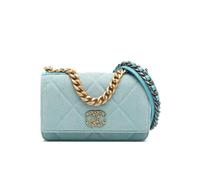 Chanel Women's Preloved Denim 19 Wallet on Chain in Blue