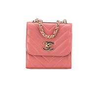 Chanel Women's Preloved Mini Chevron Lambskin Trendy CC Chain Wallet in Pink