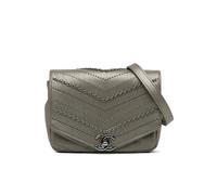 Chanel Women's Preloved Mini Embellished Calfskin Chevron Square Envelop Flap Bag in Grey