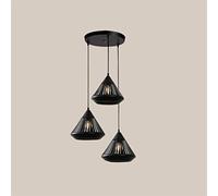 Chaner E27 Modern Industrial Three Head Hang Ceiling Lamps Hollowed Out Carving Iron Art Lights Adjustable Restaurant Kitchen Island Living Room Hang Lighting/a
