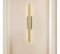 Chaner Modern Minimalist Wood Color Linear Metal LED Wall Lamp Hard-Wired, 3 Light Modes, 3000K-6000K Flush Sconce Long Lighting for Hallway Living Room Corridor Indoor,