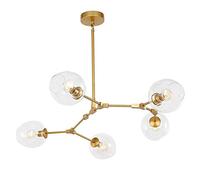 Chaner Molecules Sputnik Chaner,Clear Glass Shades Hanging Lamp Lighting Fixture Chaners E27 Vintage Industrial Adjustable Ceiling Light-Gradient Smoke Gray Lampshade 3 Lights/Blue (Clear Lampshade 9