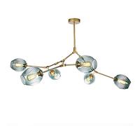 Chaner Molecules Sputnik Chaner,Clear Glass Shades Hanging Lamp Lighting Fixture Chaners E27 Vintage Industrial Adjustable Ceiling Light-Gradient Smoke Gray Lampshade 3 Lights/Blue (Clear Lampshade 5