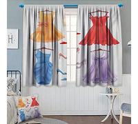 Chaneyhouse Heels and Dresses Window Curtain Drape Festive Attire for Party Old Fashioned Female Cocktail Dresses on Hanger Decorative Curtains for Living Room 63" W x 72" L Multicolor