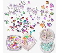 CHANGAR Crystal Glass Mermaid Rhinestones 3D Butterfly Flower Nail Charms Love Heart Crystal Mixed Gems Nail Rhinestones for Nail Art Decoration & DIY Crafting Design (4 Boxes)