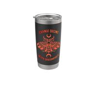 Change Begins with Discomfort Death Moth Grunge Alternative Stainless Steel Insulated Tumbler