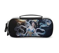 Chang'e Fairy Pencil Case with Handle, Large Capacity PU Leather Pencil Bag Office Organizer, Portable Cosmetic Bag for Travel, Home