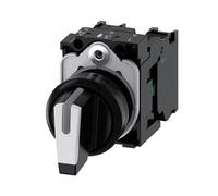 Change-over switch, illuminated, 22 mm, round, plastic, white, rotary switch, short, 3 switch positions I>O, 3SU1100-2BM60-1NA0