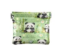 Change pouching Wallet Green Cute Panda bamboos Portable Makeup pouching Period Bag for Men Women Travel pequena para