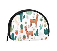 Change Purse Travel Pocket Coin Purse Small Wallet Zipper Pouches for Money Card Key Lipstick - Alpaca Llama, Black, One Size, Modern