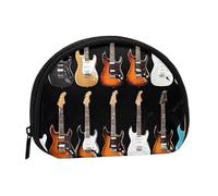 Change Purse Travel Pocket Coin Purse Small Wallet Zipper Pouches for Money Card Key Lipstick - Art Guitar Pattern, Black, One Size, Modern