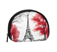 Change Purse Travel Pocket Coin Purse Small Wallet Zipper Pouches for Money Card Key Lipstick - Paris, Black, One Size, Modern