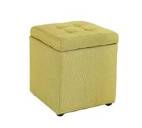 Change Shoes Stool Wooden Practical Footstool Bedroom Cloth Storage Stool Pouffe Upholstered Footrest Single Ottoman Seat Living Room Tea Table Stool,Max.100KG Ottoman Upholstered