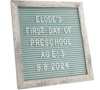 Changeable Felt Letter Board 25 × 25 cm - Turquoise Felt with Rustic Wood Frame, 336 Letters, Symbols & Emojis - Perfect for Home, Office, Baby Showers & New Birth Announcements