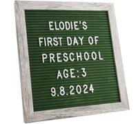 Changeable Felt Letter Board 25×25 cm with Rustic Frame - Green Felt Board with 336 Letters, Symbols & Emojis - Ideal for Baby Showers, New Births, Home, Office and Event Displays