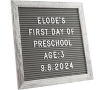 Changeable Felt Letter Board 25x25cm, Gray Felt with Rustic Frame, 336 Letters, Symbols & Emojis - Ideal for Home, Office, Baby Showers & New Birth Celebrations