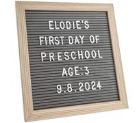 Changeable Felt Letter Board 25x25cm, Grey Felt, 336 Letters, Symbols & Emojis - Perfect for Home, Office, Events & Baby Showers