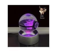 (changeable, Gradient Color) Pokemon 3D Crystal Ball Pikachu Gengar Eevee Mewtwo Anime Game Pokeball Led Night Light Base Kids Birthday Gift Home Decoration