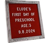 Changeable Red Felt Letter Board 25×25 cm with Rustic Wooden Frame - Personalised Message Board for Home, Office, Classroom, Baby Showers and Events