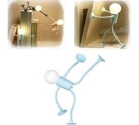 Changeable Shape Funny Sportsman Night Light,2025 New Cute Light Bulb Man Mini Nights Lights,Suction Cup Bendable Desk Lamp Decompression Ornaments,DIY Shape Night Lights for Boys Girls (Blue)