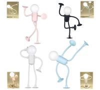 Changeable Shape Funny Sportsman Night Light, DIY Led Suction Cup Bendable Table Top Decorative Mini Night Light, Christmas Home Ornaments Bathroom Bedroom Decor Gifts (Style 1+2+3+4)