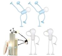 Changeable Shape Funny Sportsman Night Light, Suction Cup Bendable Mini Decorative Light, DIY Shape Cute Lights Bulb Man Mini Night, Suitable for Bedroom, Bathroom, Corridor, Kitchen (2Pcs*Blue+White)