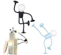 Changeable Shape Funny Sportsman Night Light, Suction Cup Bendable Mini Decorative Light, DIY Shape Cute Lights Bulb Man Mini Night, Suitable for Bedroom, Bathroom, Corridor, Kitchen (Blue+Black)