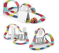 Changeable Track with Led Light-Up Race Car, 46/92/138/184 pcs, Bendable Rainbow Race Track toy Cars set, DIY Race Track Flexible Magic Car Tracks, Toy for Kids Boys Girls