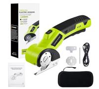 CHANGEMOORE 5V Cordless Electric Scissors for Cutting Fabric Cardboard, Replacement 1 Blade, LED Light & Safety Lock, Charger, Storage Box, Rotary Cardboard Cutter for Box, Plastic, Carpet A