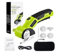 CHANGEMOORE 5V Cordless Electric Scissors for Cutting Fabric Cardboard, Replacement 3 Blades, LED Light & Safety Lock, Charger, Storage Box, Rotary Cardboard Cutter for Box, Plastic, Carpet A