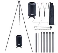 CHANGEMOORE Campfire Tripod BBQ with Fire Pit, Adjustable 54-108cm Height, Foldable Aluminum Cooking Tripod with Storage Bag for BBQ, Garden, Camping, Picnic and Outdoor Use