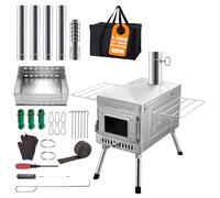 CHANGEMOORE Outdoor Medium Sauna Hot Tent Stove, Portable Camping Wood Stove for Dry Sauna Tent with Pipe Anti-scalding Roll Cloth, No Openable Top, Cooking for Husband and Friends 2.0