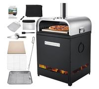 CHANGEMOORE Outdoor Wood Fired Pizza Oven Grill Top & Fire Pit, Built-in Thermometer, Suitable on Charcoal and Gas Barbecue Grills, Cordierite Stone Included, BBQ Charcoal Tray, Dust Cover
