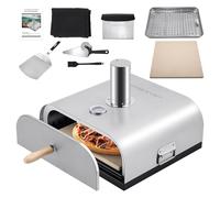 CHANGEMOORE Outdoor Wood Fired Pizza Oven Grill Top with Built-in Thermometer, Suitable on Charcoal and Gas Barbecue Grills, Cordierite Stone Included, BBQ Charcoal Tray, Dust Cover