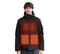 CHANGEOWN Soft Shell Heated Jacket for Men with Battery, Windproof & Waterproof Heated Hunting Jacket Hoodie with 5 Heating Zone, 3 Heating Levels, Electric heated coat for Outdoor Skiing Cycling, S