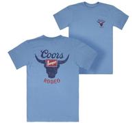Changes Coors Banquet Rodeo Logo Distressed Front and Back Dusty Blue T-Shirt (UK, Alpha, S, Regular, Regular)